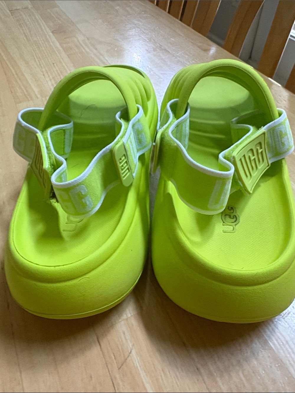 UGG Neon Lime Slide Sandals - Picture 3 of 6